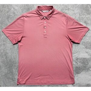 Travis Mathew Polo Shirt Mens Large Pink Heathered Pima Cotton Golf Performance